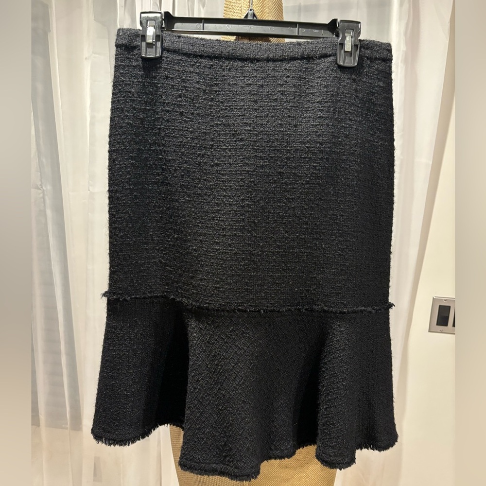 J Crew Black Boucle skirt with flounce size 4 NWT